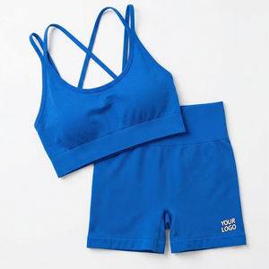 Conjunto Deportivo de 2 Piezas con Sujetador Deportivo Cruzado de Tela de Poliamida de Alta Elasticidad, Diseño Sólido, Transpirable y de Secado Rápido para Mujeres, para Fitness y Ejercicio - Product Image 1