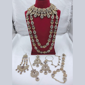 JeweleMarket Ethnic Gold Plated Austrian Crystal <b>Bridal</b> <b>Jewelry</b> <b>Set</b> with Necklace & Earrings for Women's - Product Image 2