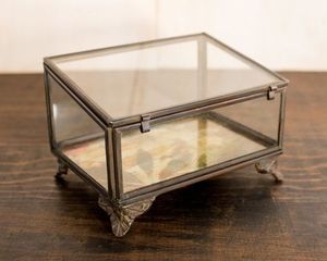 Antique Metal And Glass Jewelry Box With Elegant Vintage Design For Rings Necklaces Earrings And Keepsakes - Product Image 5
