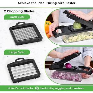 Affettatrice Multifunzione 8-in-1 Senza Disordine, Mandolina per Verdure, Tritatutto con Lame Multiple, Contenitore per Frutta e Verdura - Product Image 2