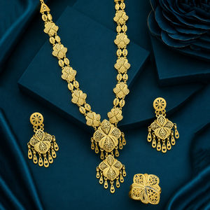 ชุดเครื่องประดับแฟชั่นทองชุบ 14K 18K 24K ขายส่ง, ชุดเครื่องประดับเจ้าสาวดีไซน์ตุรกี, สร้อยคอยาวสไตล์ดูไบแบบดั้งเดิม - Product Image 1
