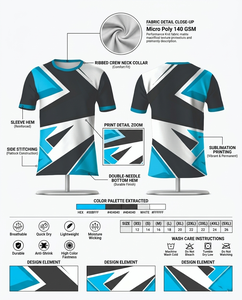 Camiseta Deportiva Sublimada Personalizada de Manga Corta, 100% Poliéster, Cuello Redondo, Ropa de Equipo - Product Image 3