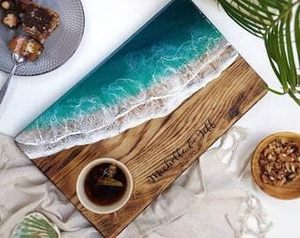 เขียงไม้สำหรับงานหนักพร้อมเขียงทำจากเรซิ่นสำหรับเตรียมอาหารสำหรับห้องครัวและร้านอาหารได้ง่ายและปลอดภัย - Product Image 2