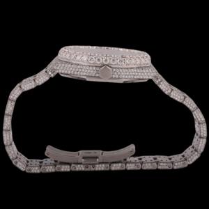 Handcrafted Fully iced Out Moissanite Diamond <b>Black</b> Dial Only Bezel Setting Quartz Movement Full Diamond Stainless Steel <b>Watch</b> - Product Image 5