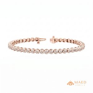 สร้อยข้อมือเทนนิสโมอิสซาไนต์สำหรับผู้หญิง สีโรสโกลด์ ดีไซน์โซ่เส้นเล็ก ประดับด้วยหินทรงกลม เครื่องประดับแฟชั่นสุดหรู ของขวัญสุดเก๋ - Product Image 1