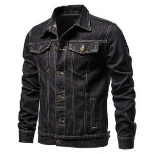 Chaqueta de Mezclilla Negra para Hombre, Estilo Casual, Cuello Camisero, Lavada, Corte Regular, Estilo Otoñal, Corte Ajustado, Material de Algodón - Product Image 5