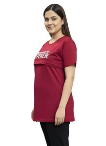 Camiseta para Mujer Promovida a Madre, Cuello Redondo, Manga Corta, Informal, de Algodón, Estampada, Transpirable, Corte Regular - Product Image 2