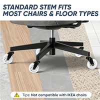 Roulettes pivotantes pour chaise de bureau en PU de 3 pouces (75 mm), 11*22 mm, avec design silencieux et réglable, pour salle de sport et espaces de travail ergonomiques