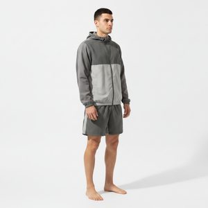 Custom Men's Lightweight Nylon Windbreaker 2-Piece Zip-Up Track <b>Jacket</b> Shorts Set Quick Dry High Quality Summer Streetwear - Product Image 3