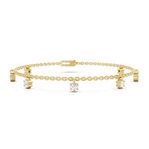 Pulsera de Diamantes de Tres Piedras en Oro Amarillo de 9K de la Mejor Calidad, Joyería de Diseño Premium para Mujer, para Bodas, Fiestas y Uso Diario - Product Image 1