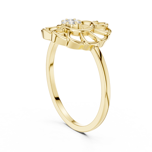 Anillo de oro amarillo macizo de 14k para mujer, minimalista, con piedras cultivadas en laboratorio de corte brillante redondo, para uso diario, banda apilable - Product Image 4