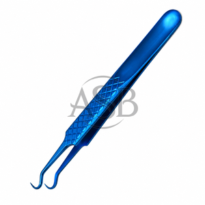 Pinza para Extensión de Pestañas Tipo Gancho C, Acero Inoxidable Azul Plasma, Herramienta Aplicadora de Pestañas con Mango Texturizado Personalizado - Product Image 3