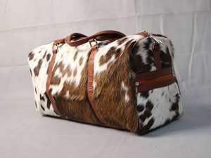 Sac de voyage vintage en cuir de vachette véritable, grande capacité, fait main, léger, avec fermeture éclair, portable, pour le week-end - Product Image 5