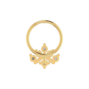 เครื่องประดับทรงแหลมสีทอง14K ดีไซน์ยอดสง่างามพร้อมหมุดจมูกเพชรธรรมชาติ0.11ct - Product Image 5
