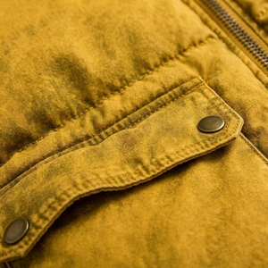 Mens Mustard <b>Yellow</b> <b>Puffer</b> <b>Jacket</b> Winter Quilted Warm Lightweight Zip Up High Collar Insulated Outdoor Coat - Product Image 6