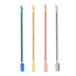 Double ended Stainless Steel Cuticle Pusher Dead Skin Push Remover For Pedicure Manicure <b>Nail</b> Art With Textured Grip And Flat - Product Image 1
