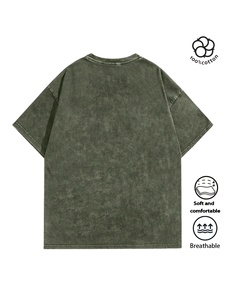 เสื้อยืดโอเวอร์ไซส์ผู้ชายสีน้ำเงินเข้มลายจุด แขนสั้น คอกลม สไตล์สตรีท ผ้าคอตตอนเจอร์ซีย์ พิมพ์ลายโลโก้ด้านหน้า - Product Image 2
