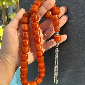 Elegant <b>Orange</b> Resin Tasbih Islamic Prayer Beads Handmade Luxury Misbaha Muslim <b>Gift</b> Spiritual Rosary - Product Image 1