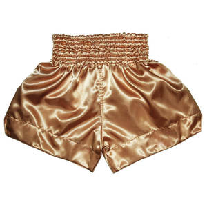 Shorts de Boxeo de Satén para Mujer, Cintura Alta, Corte Holgado, Elásticos, Color Dorado, 100% Poliéster, Diseño Sólido, para Muay Thai, OEM - Product Image 1