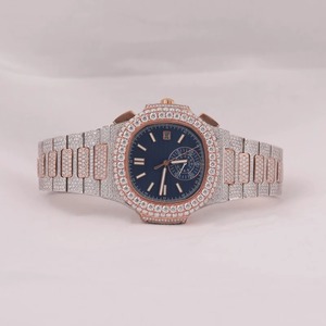 Montre de luxe pour femme avec diamants, boîtier tonneau en acier inoxydable, cadran analogique, verre saphir, 38 mm, fermoir déployant - Product Image 6