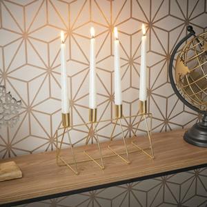 Candelabro de Hierro Geométrico Dorado Nórdico, Portavelas de 4 Ranuras para Velas Cónicas, Candelabro de Metal Moderno y Abstracto para Decoración de Mesa de Boda - Product Image 4