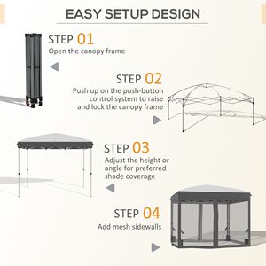 10FT X 10FT Foldable Gazebo <b>Tent</b> Pop up <b>Canopy</b> with Height Adjustable Netting and Wheeled Carry Bag 4 for Parties - Product Image 4