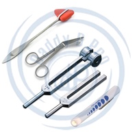 Percussion Taylor Reflex Hammer C128 & C512 Tuning Forks Bandage Scissors Pupil Gauge Pen Light in Carrying Case 6 Pieces of Set