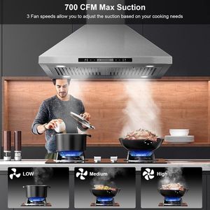 Cappa da Cucina a Soffitto da 700 CFM, 30 Pollici, con 4 Luci LED, Ventilatore a 3 Velocità, Controllo Gestuale/Touch, Convertibile - Product Image 2