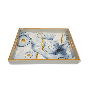 Bandeja de servicio de ratán hecha en Vietnam al por mayor con bandejas decorativas de pintura de laca - Product Image 4