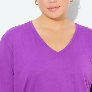 Camiseta Modal Personalizada para Mujer, Cuello en V, Talla Grande, Manga Corta, Informal, Verano, Fabricante de Ropa al por Mayor OEM ODM, Logotipo Personalizado - Product Image 4