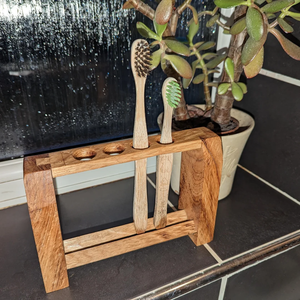 Customizable in Size And Style Wooden Toothbrush and <b>Toothpaste</b> <b>Holder</b> Stand in elegant Handcrafted work - Product Image 1