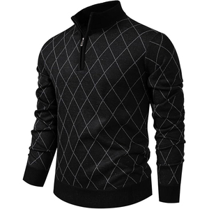 Pull classique anti-boulochage pour homme, col rond, en coton doux tricoté, essentiel pour l'hiver, décontracté, avec logo frontal - Product Image 2