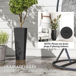 Set di 2 Vasi per Fiori in Plastica Alti 23,6 Pollici con Fori di Drenaggio, Fioriere Nere per Esterni - Product Image 6