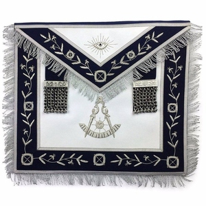 Delantal de Logia Azul Past Master - Delantal Ceremonial Masónico de Terciopelo Azul Marino Bordado - Proveedor Mayorista - Product Image 1