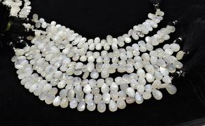 Perles de pierre de lune blanche naturelle facettées en forme de poire 7x10 MM, perles de pierre de lune blanche naturelle en forme de poire 8 pouces - Product Image 5