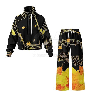 Conjunto Deportivo Casual para Mujer, Estampado Completo, Algodón/Poliéster, Sudadera con Capucha Personalizada a la Moda - Product Image 5