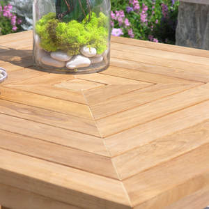 Mesa de Centro Moderna Minimalista Ecológica y Duradera Hecha a Mano en Madera de Teca para Terraza de Hotel o Villa Contemporánea - Product Image 3