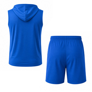Conjunto de Camiseta sin Mangas con Capucha y Pantalones Cortos Azules para Hombre EKIN IMPEX, Ropa Deportiva de Verano de Secado Rápido, Pantalones Cortos de Verano de Alta Calidad - Product Image 2