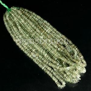 Perles d'améthyste verte naturelle facettées en forme de pneu Heishi 5-6mm, perles de pierres précieuses d'améthyste en vrac pour la fabrication de bijoux, prix de gros - Product Image 2