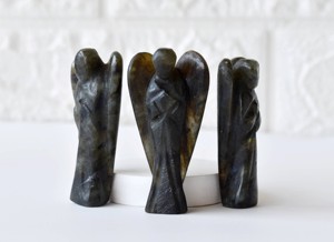 Ángeles de Labradorita Tallados en Cristal Natural de Color Gris, Estilo Europeo, para Arte y Coleccionismo - Product Image 3