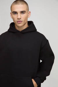 Sweat à capuche pour homme noir surdimensionné, imprimé Teddy, très demandé, en coton mélangé respirant et durable, style streetwear - Product Image 4