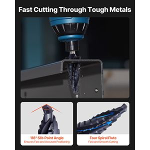1/8 to 7/8 Inch Multipurpose <b>Step</b> <b>Drill</b> Bit Set 3 Pieces with 1/4 Inch Hex Shank TiAlN Coating Cobalt HSS High Speed Steel - Product Image 4