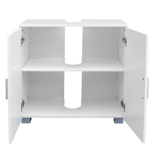Mobile Bagno a Doppia Anta in Legno Massello con Specchio, da Terra, Bianco RT, Include Lavabo e Accessori - Product Image 5