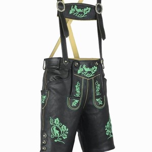 Lederhosen d'Oktoberfest brodés noirs de qualité supérieure pour hommes, tailles européennes 46 à 62 en stock - Product Image 1