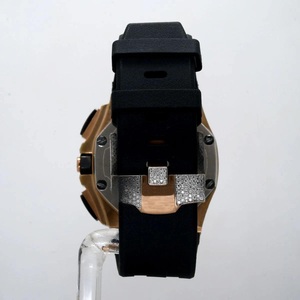 Luxury Unisex Stainless Steel Quartz Watch Round Case Analog Dial Sapphire Crystal <b>Chronograph</b> Silicone Band - Product Image 4