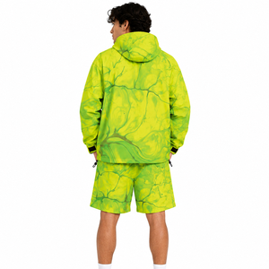 Nouveaux ensembles de sweats à capuche et coupe-vent pour hommes avec imprimé marbré néon personnalisé, et shorts, vêtements de sport légers pour l'extérieur, fourniture OEM en gros - Product Image 2