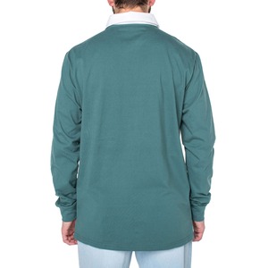 Camiseta de punto de manga corta para hombre con bloques de color, cuello redondo, ajuste regular, estilo casual, ribete en contraste, granate, azul marino, gris, transpirable, 100% - Product Image 2