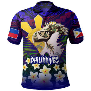 Polo à manches courtes pour homme avec imprimé aigle noir et logo soleil, coupe décontractée, tissu polyester respirant - Product Image 4