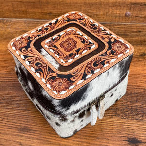 Haute qualité en cuir de vachette bijoux organisateur Orange anneaux boucle d'oreille Portable voyage boîte de rangement à la mode fermeture éclair bijoux cas - Product Image 3