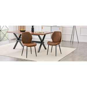 Set di 4 Sedie da Pranzo di Lusso Moderne in Tessuto Tecnologico Trapuntato Marrone con Gambe in Metallo Nero per Casa e Ristoranti - Product Image 4